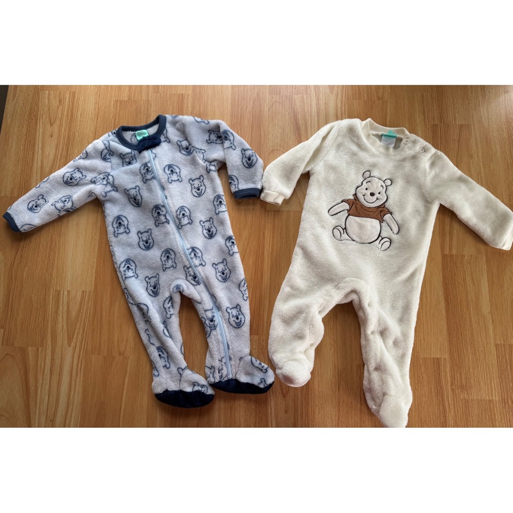 Disney Baby Winnie the Pooh 2-Piece Fleece Footed Sleeper Bundle 3-6M Blue Cream